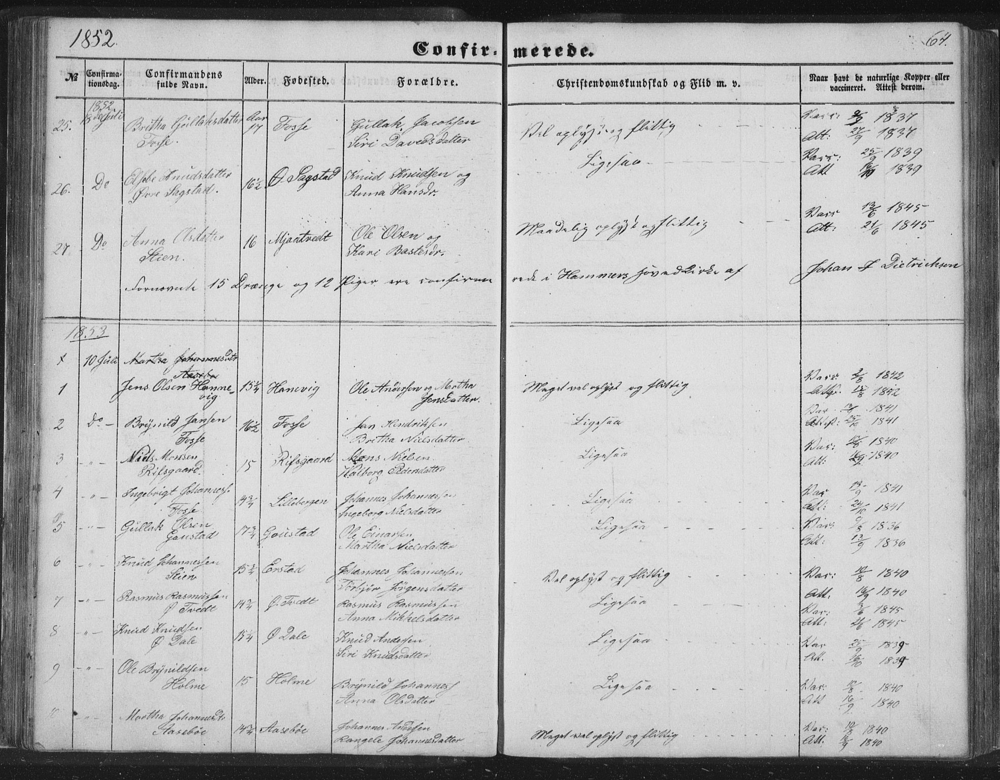 Alversund Sokneprestembete, SAB/A-73901/H/Ha/Hab: Parish register (copy) no. C 1, 1851-1866, p. 64