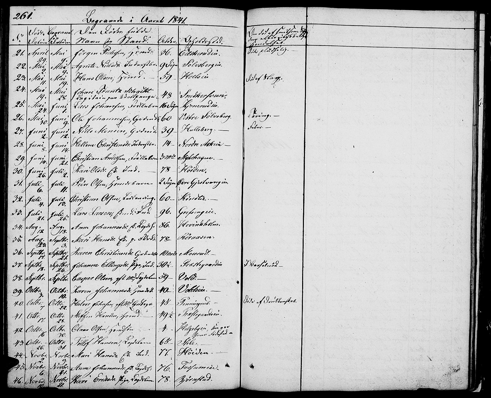 Nes prestekontor, Hedmark, AV/SAH-PREST-020/L/La/L0004: Parish register (copy) no. 4, 1832-1861, p. 261