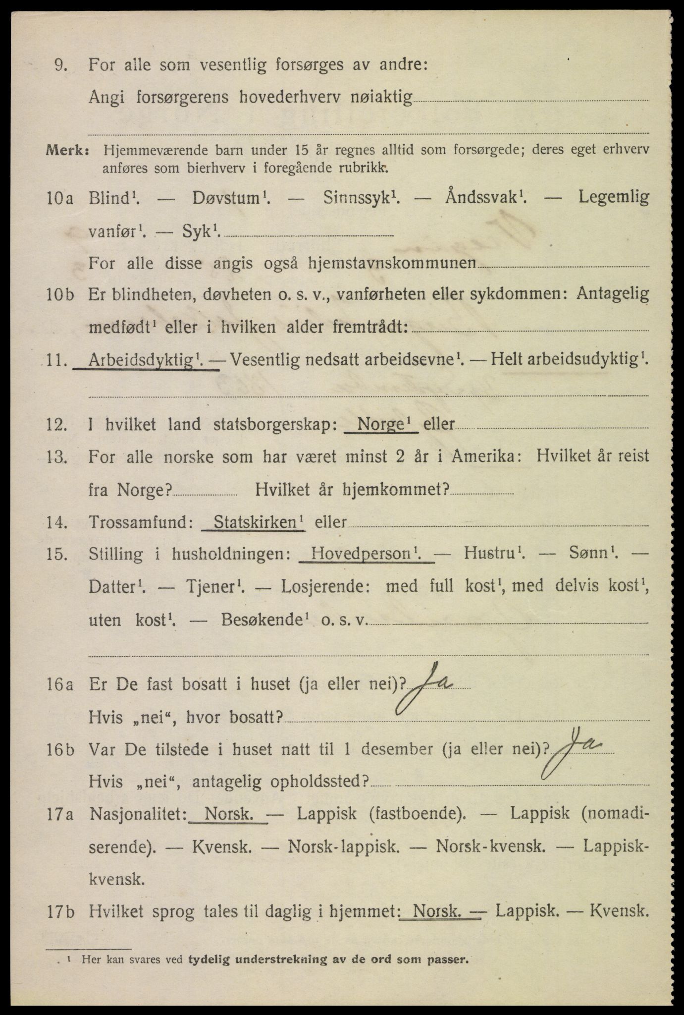 SAT, 1920 census for Vågan, 1920, p. 8124