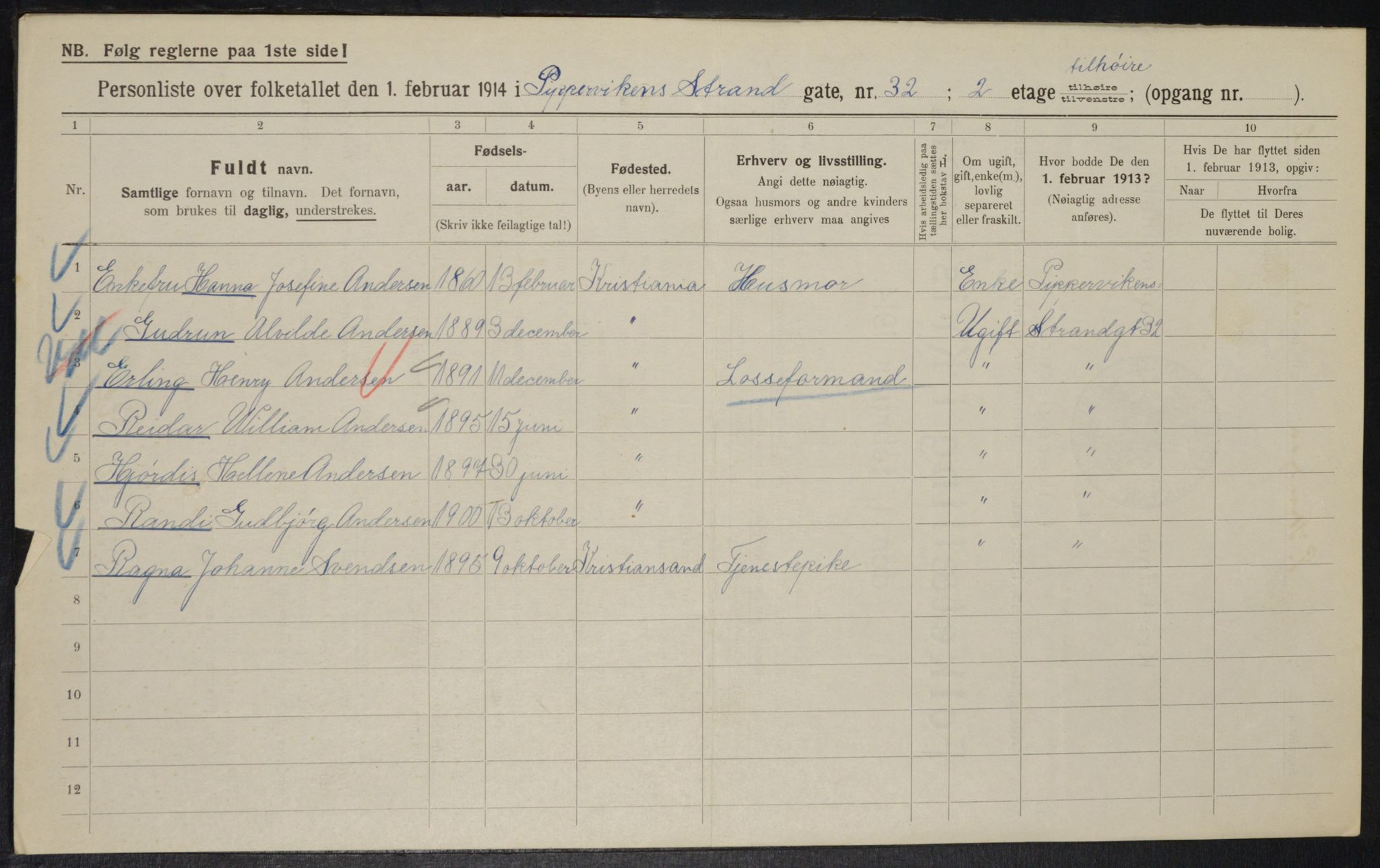 OBA, Municipal Census 1914 for Kristiania, 1914, p. 104618