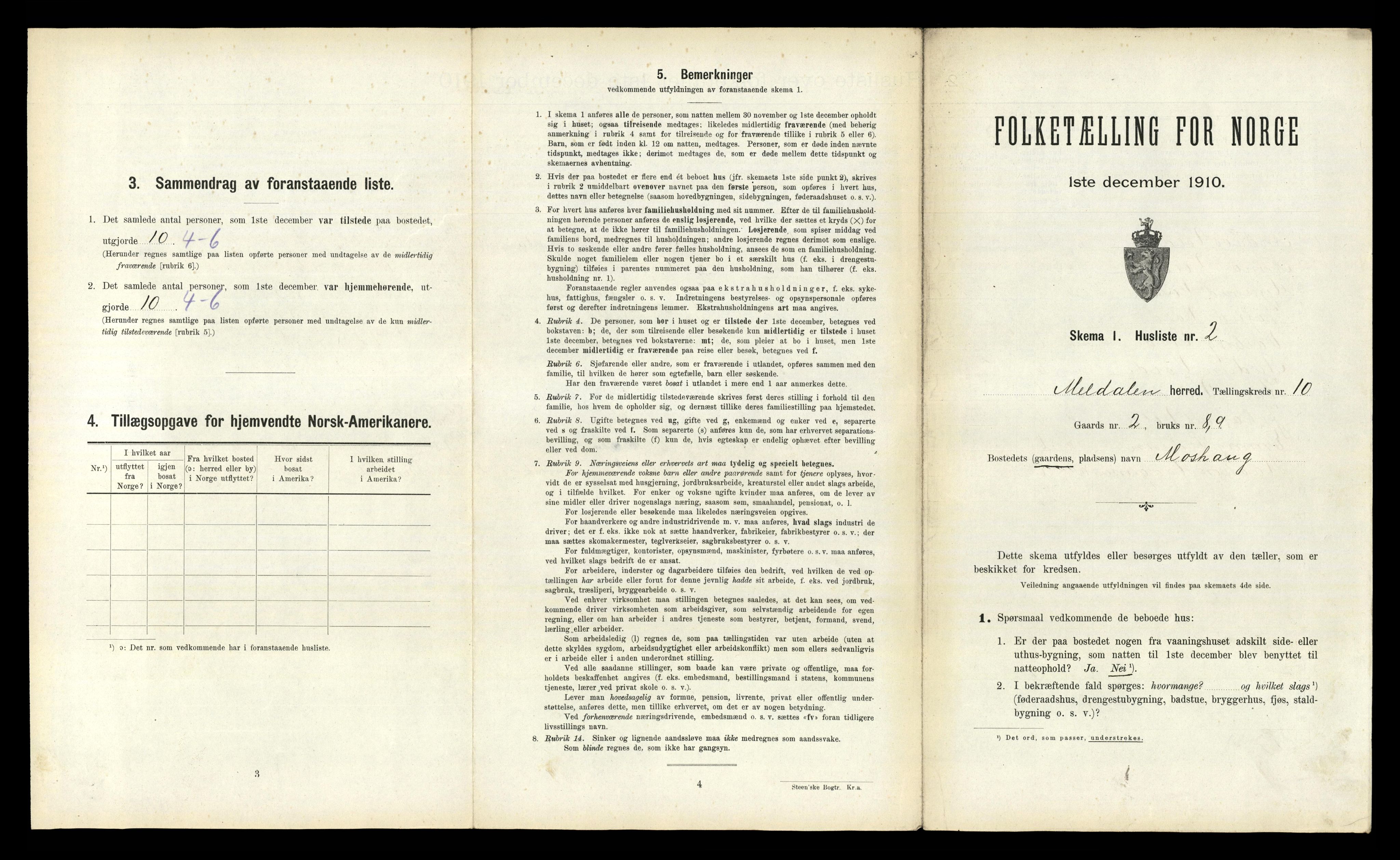 RA, 1910 census for Meldal, 1910, p. 1099