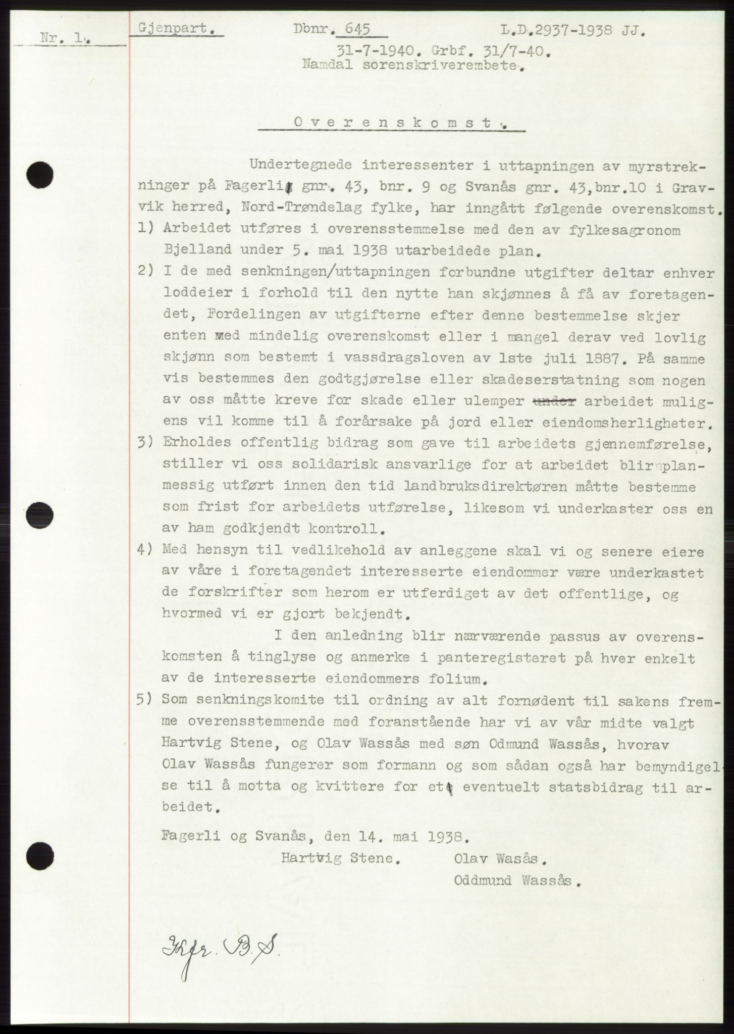 Namdal sorenskriveri, SAT/A-4133/1/2/2C: Mortgage book no. -, 1940-1941, Deed date: 31.07.1940