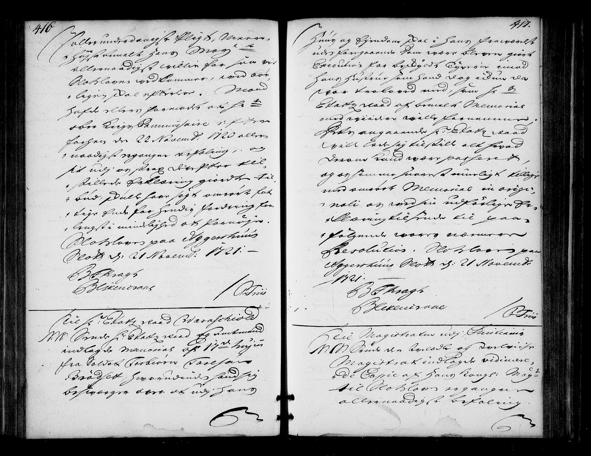 Stattholderembetet 1572-1771, AV/RA-EA-2870/Bd/L0013: Ordreprotokoll, 1720-1722, p. 416-417