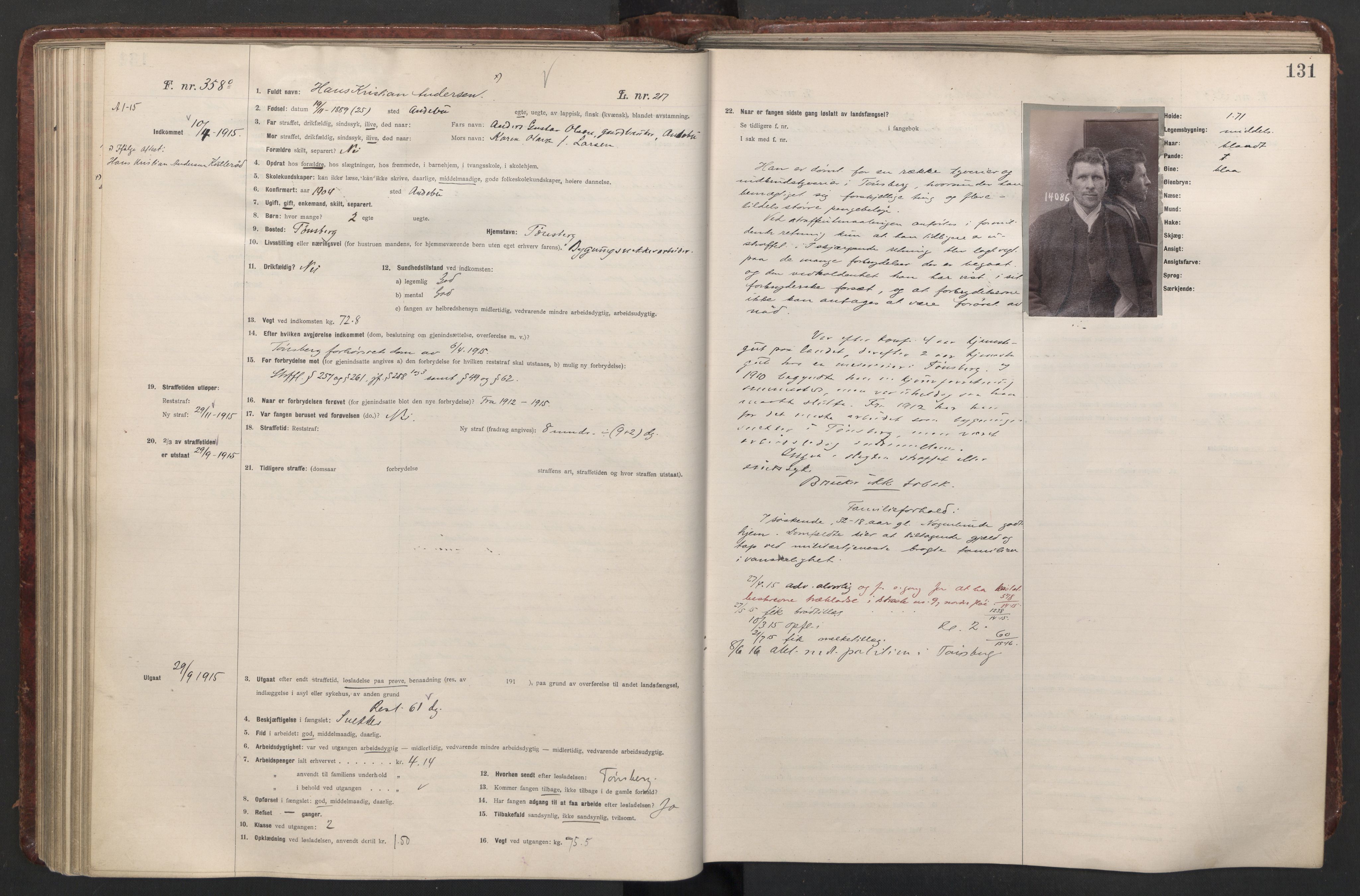 Botsfengslet, AV/RA-S-1539/D/Db/Dbb/L0047: 228o - 563o, 1914-1915, p. 131