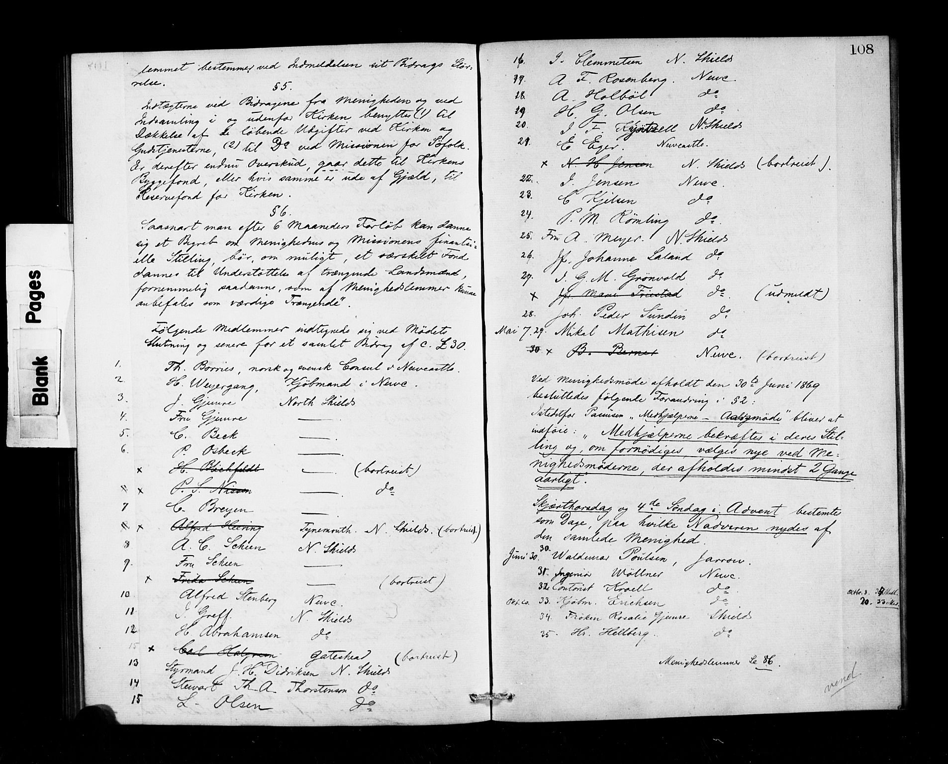 Den norske sjømannsmisjon i utlandet/Tyne-havnene (North Shields og New Castle), SAB/SAB/PA-0101/H/Ha/L0001: Parish register (official) no. A 1, 1865-1883, p. 108