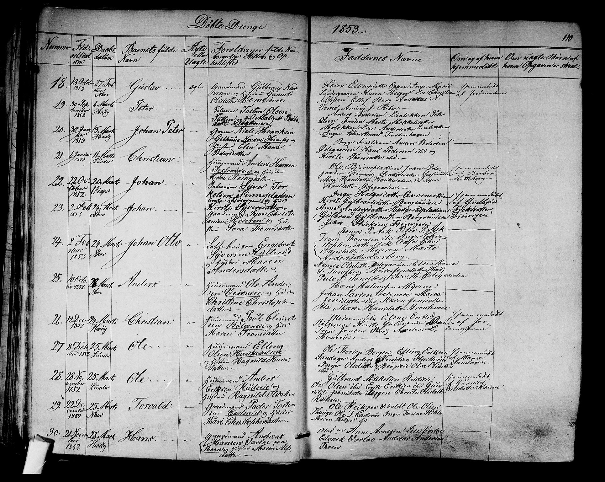 Norderhov kirkebøker, AV/SAKO-A-237/F/Fa/L0011: Parish register (official) no. 11, 1847-1856, p. 110