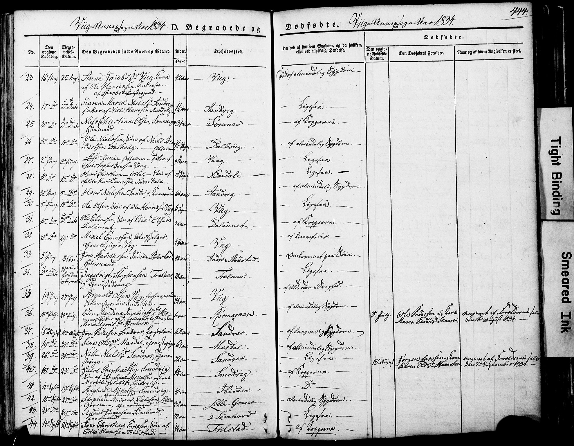 Ministerialprotokoller, klokkerbøker og fødselsregistre - Nordland, SAT/A-1459/812/L0176: Parish register (official) no. 812A05, 1834-1874, p. 444