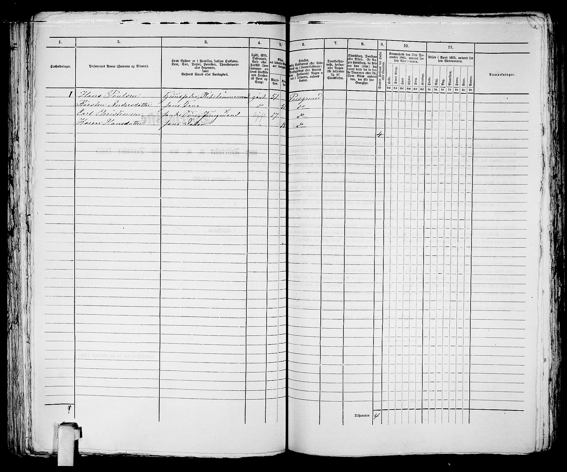 RA, 1865 census for Porsgrunn, 1865, p. 183