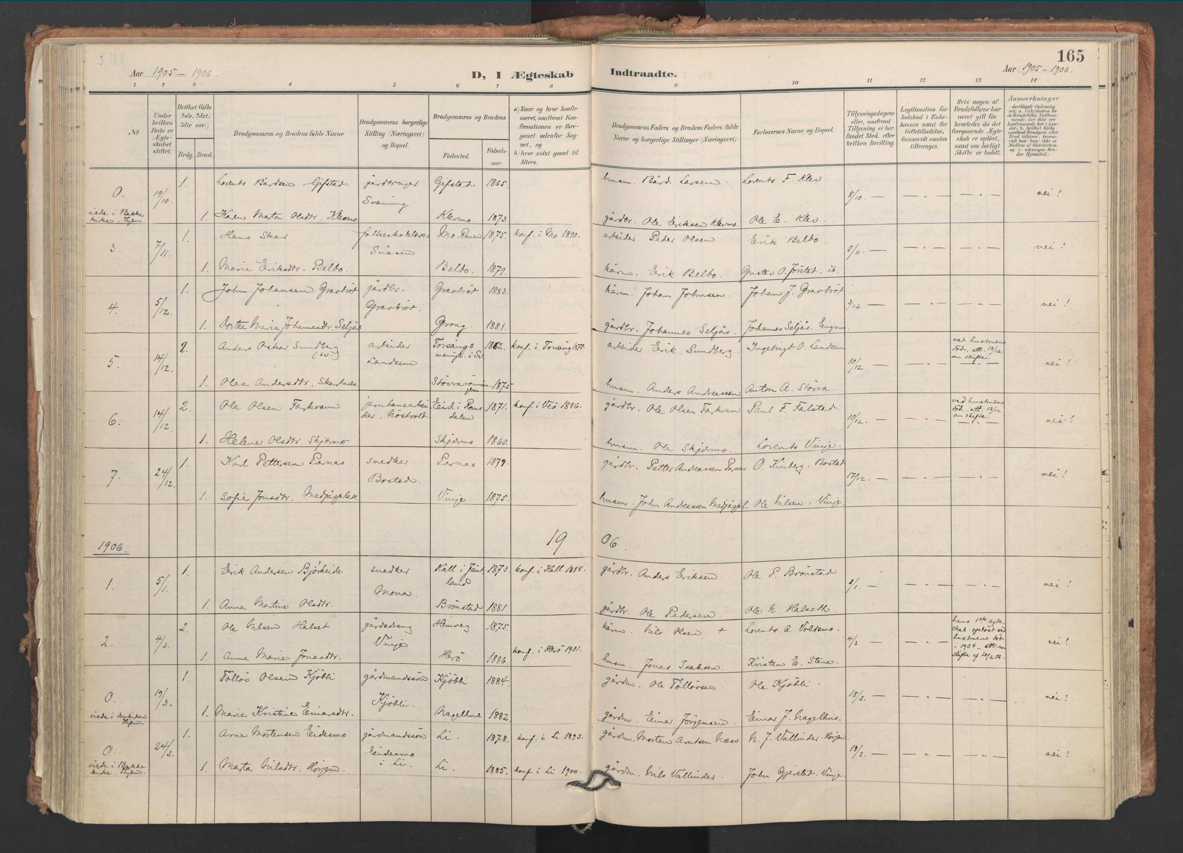 Ministerialprotokoller, klokkerbøker og fødselsregistre - Nord-Trøndelag, SAT/A-1458/749/L0477: Parish register (official) no. 749A11, 1902-1927, p. 165