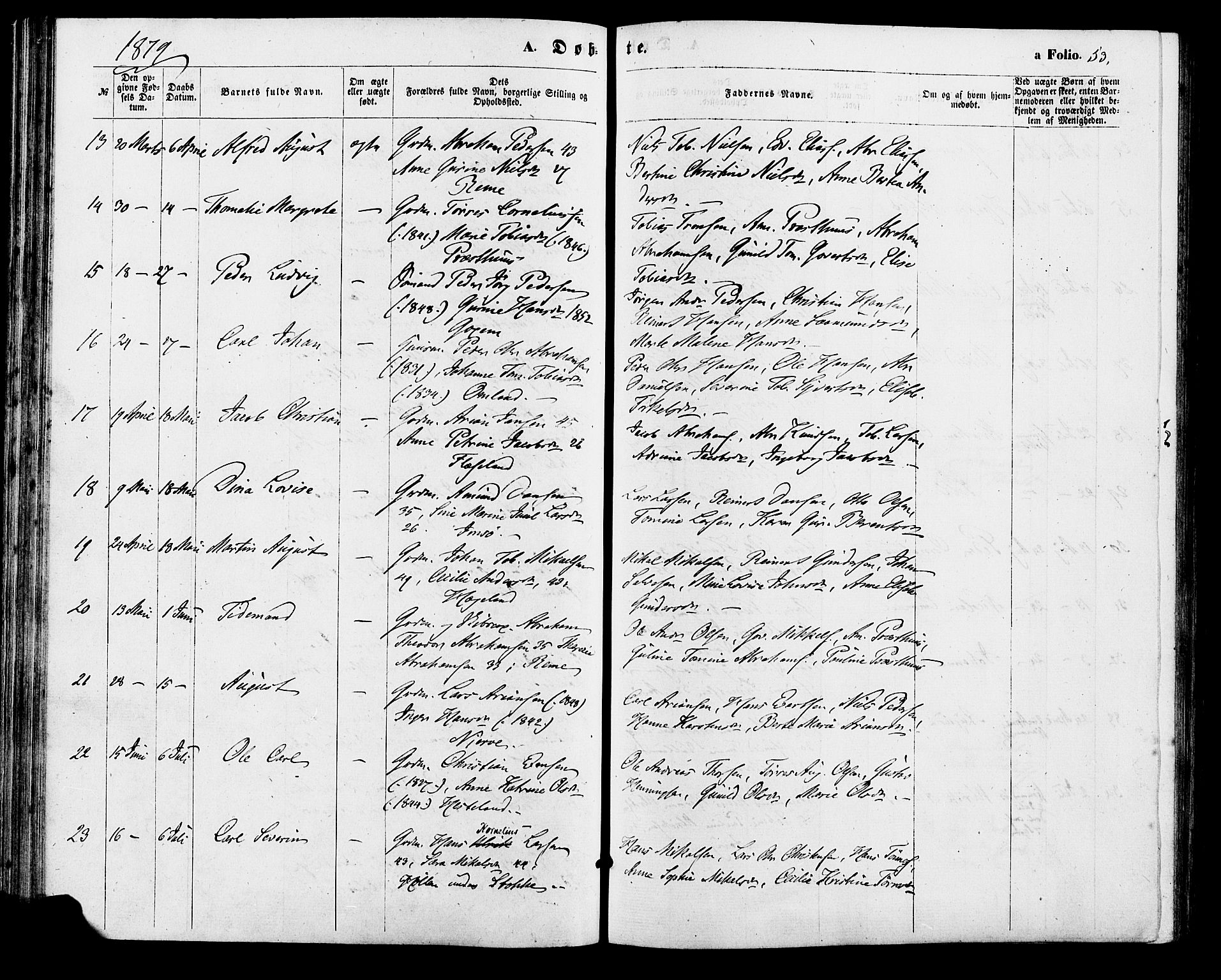 Sør-Audnedal sokneprestkontor, AV/SAK-1111-0039/F/Fa/Faa/L0003: Parish register (official) no. A 3, 1868-1883, p. 53