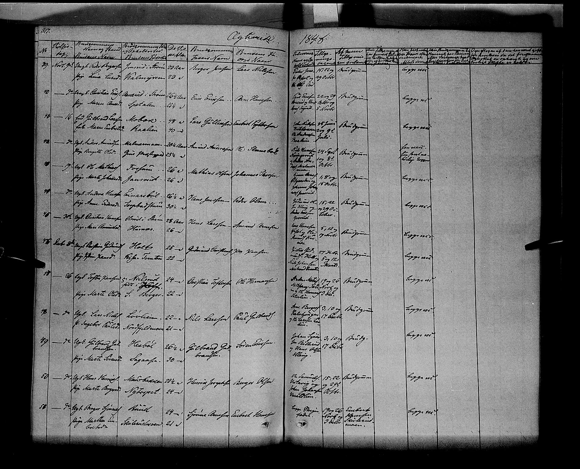 Vinger prestekontor, SAH/PREST-024/H/Ha/Haa/L0009: Parish register (official) no. 9, 1847-1855, p. 317