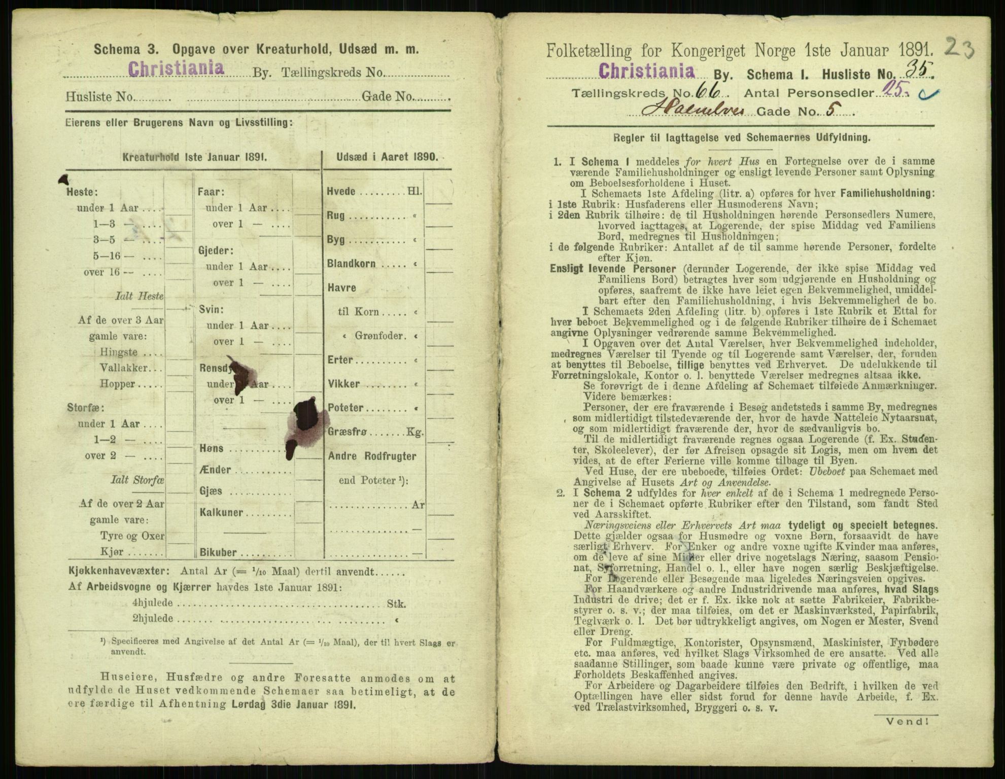 RA, 1891 census for 0301 Kristiania, 1891, p. 35619