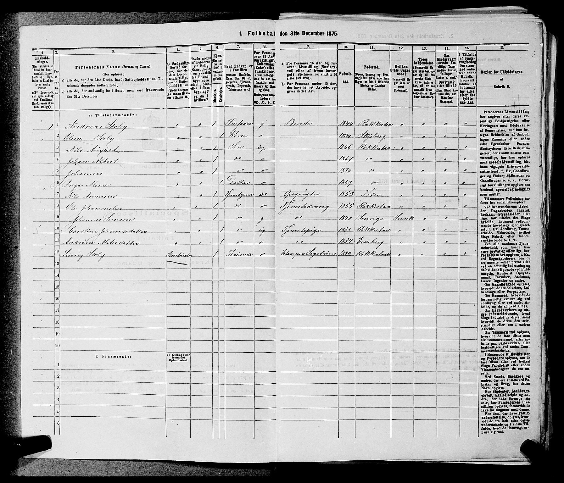 SAKO, 1875 census for 0712P Skoger, 1875, p. 614