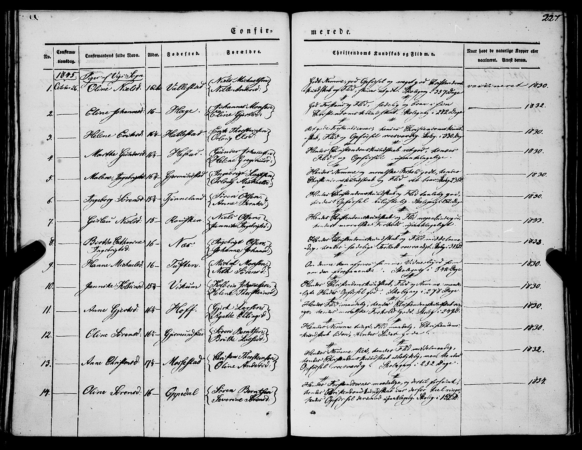 Gaular sokneprestembete, SAB/A-80001/H/Haa: Parish register (official) no. A 4I, 1840-1859, p. 227