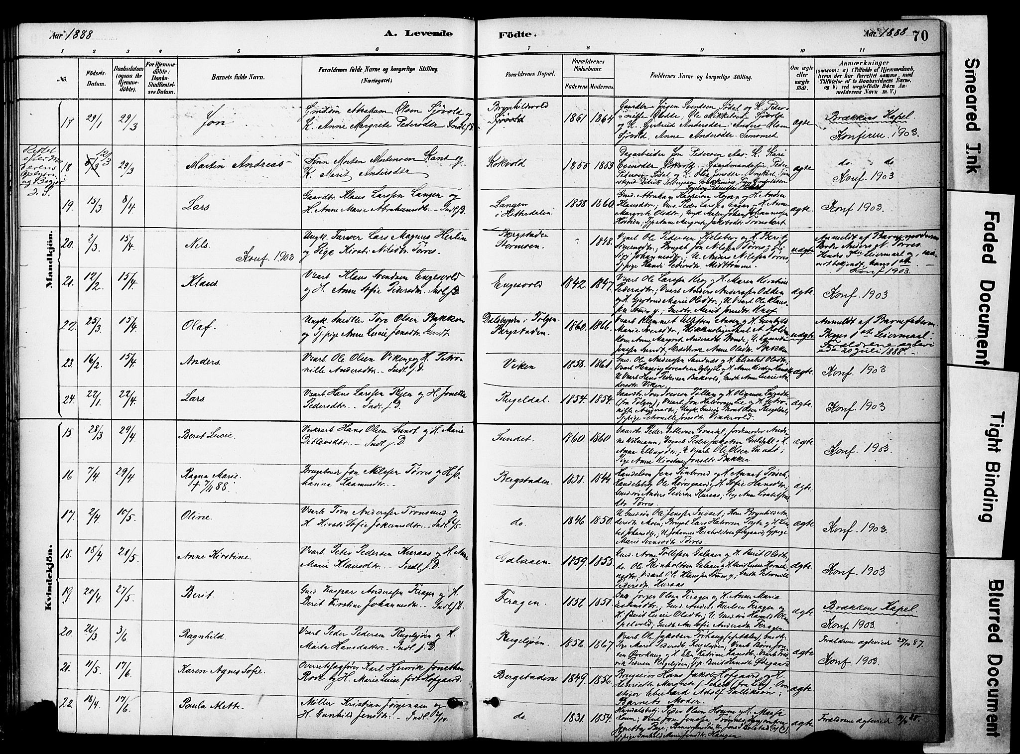 Ministerialprotokoller, klokkerbøker og fødselsregistre - Sør-Trøndelag, AV/SAT-A-1456/681/L0933: Parish register (official) no. 681A11, 1879-1890, p. 70