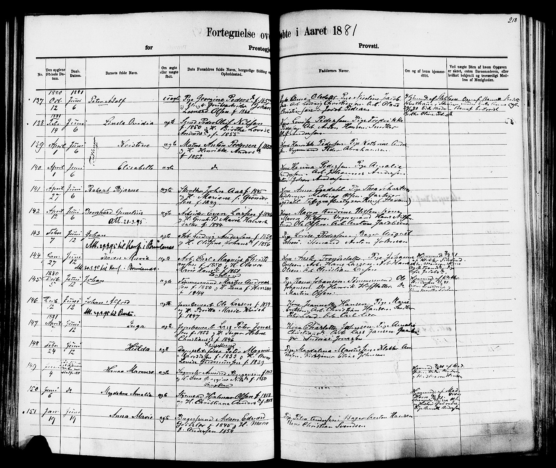 Larvik kirkebøker, AV/SAKO-A-352/F/Fa/L0006: Parish register (official) no. I 6, 1871-1883, p. 218