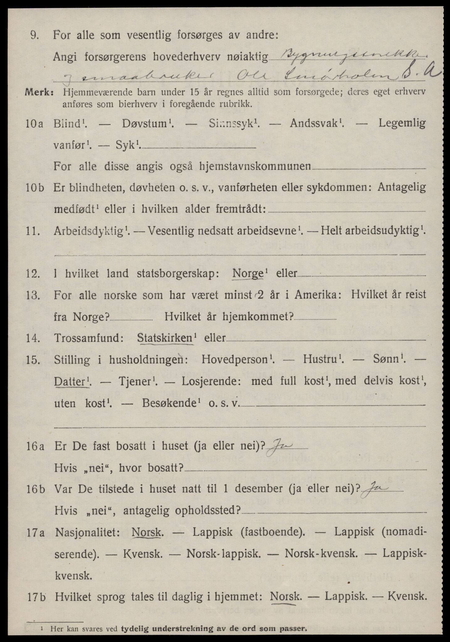 SAT, 1920 census for Oppdal, 1920, p. 6794