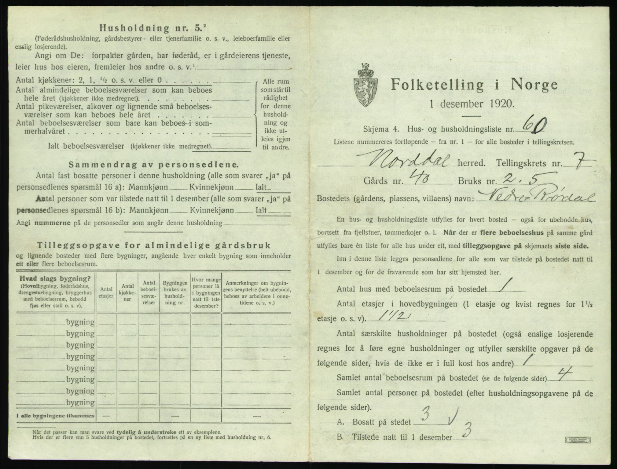 SAT, 1920 census for Norddal, 1920, p. 583