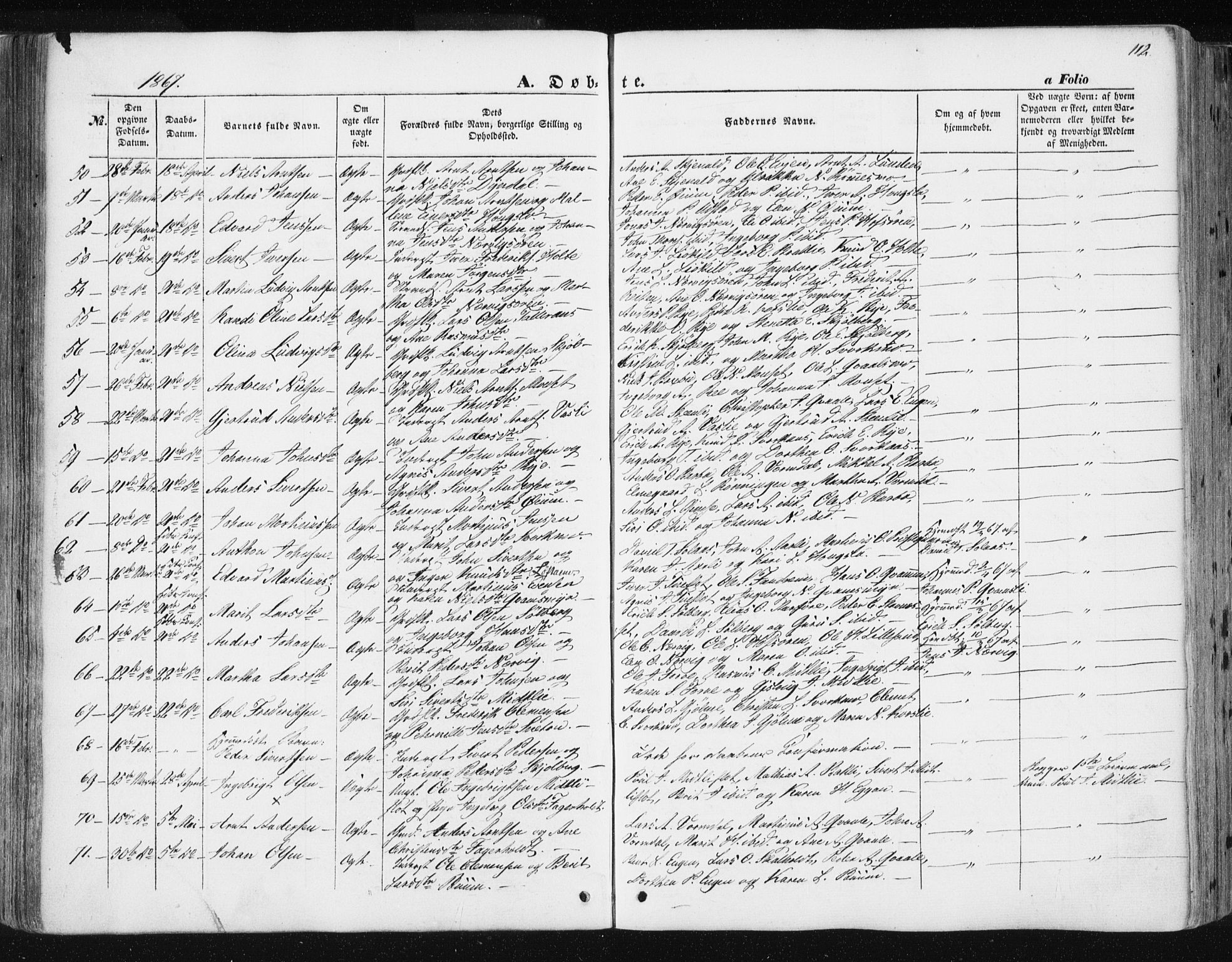 Ministerialprotokoller, klokkerbøker og fødselsregistre - Sør-Trøndelag, AV/SAT-A-1456/668/L0806: Parish register (official) no. 668A06, 1854-1869, p. 112