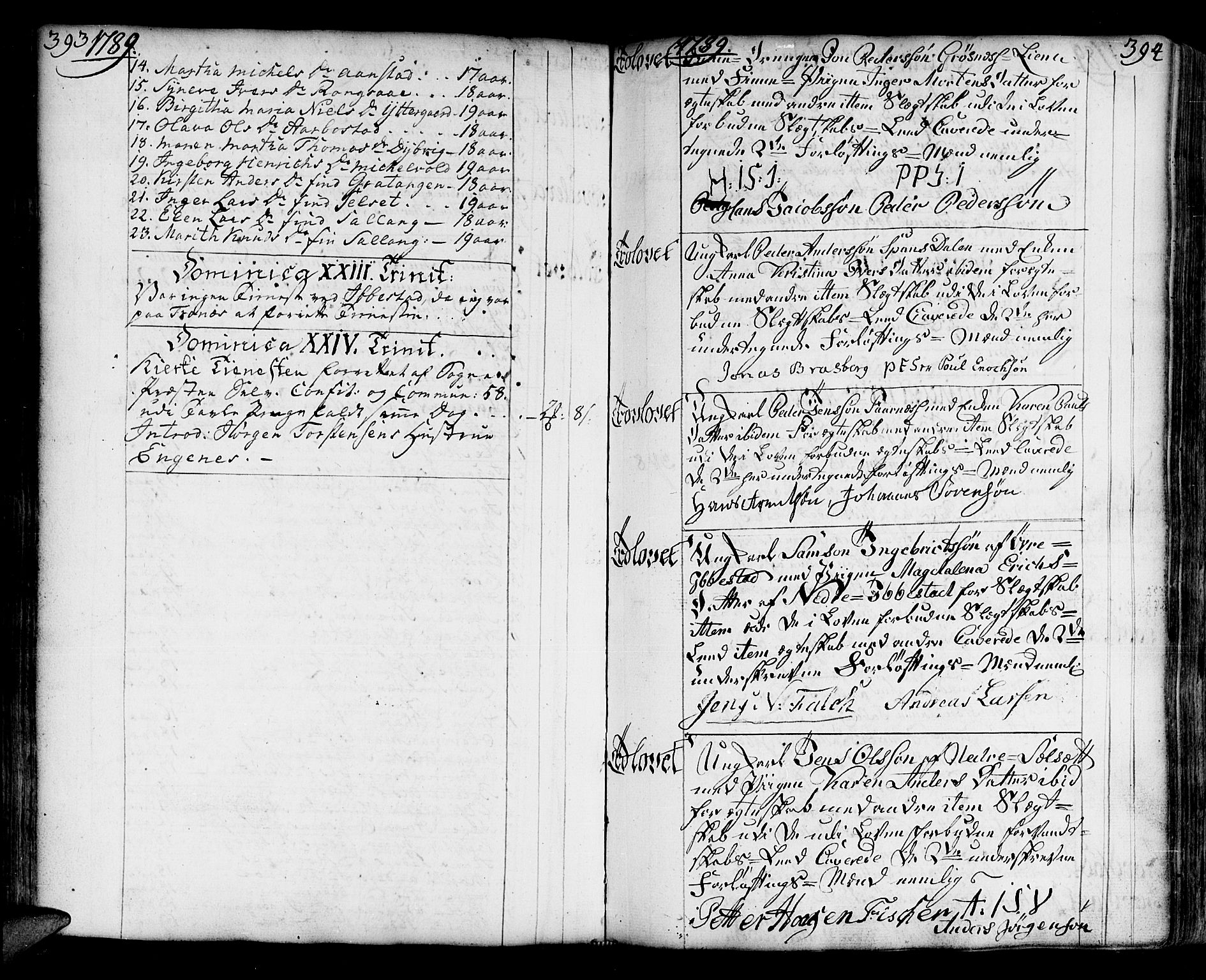 Ibestad sokneprestembete, AV/SATØ-S-0077/H/Ha/Haa/L0003kirke: Parish register (official) no. 3, 1776-1801, p. 393-394