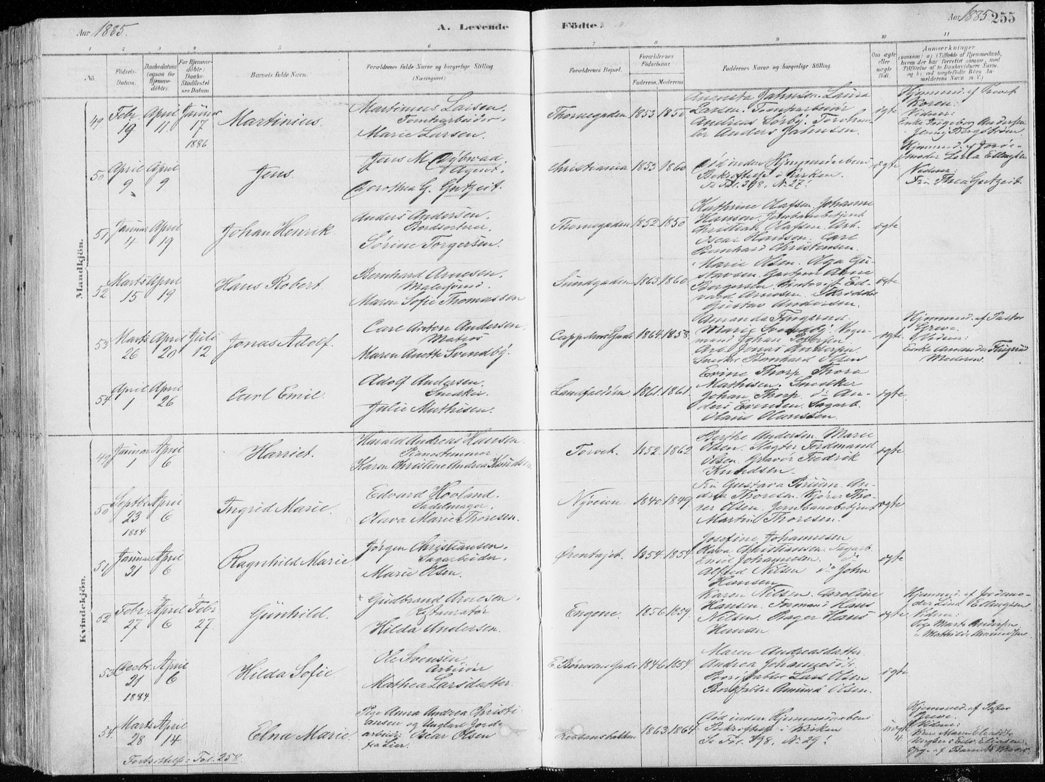 Bragernes kirkebøker, AV/SAKO-A-6/F/Fb/L0006a: Parish register (official) no. II 6A, 1878-1885, p. 255