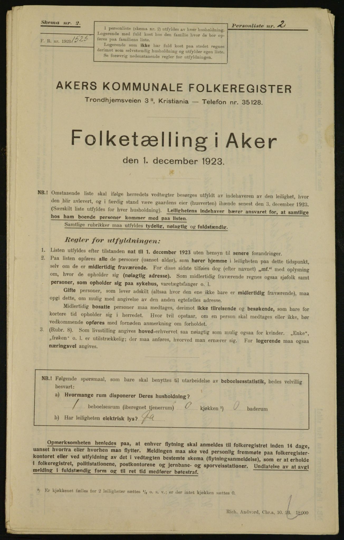 , Municipal Census 1923 for Aker, 1923, p. 31987