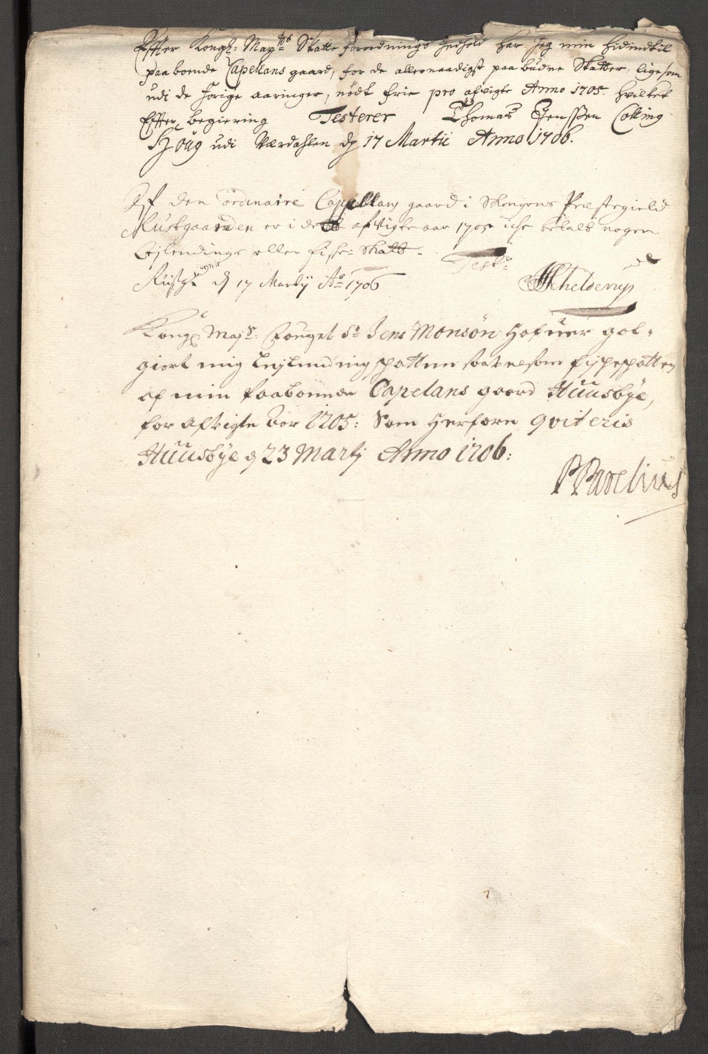 Rentekammeret inntil 1814, Reviderte regnskaper, Fogderegnskap, AV/RA-EA-4092/R62/L4196: Fogderegnskap Stjørdal og Verdal, 1705-1706, p. 200