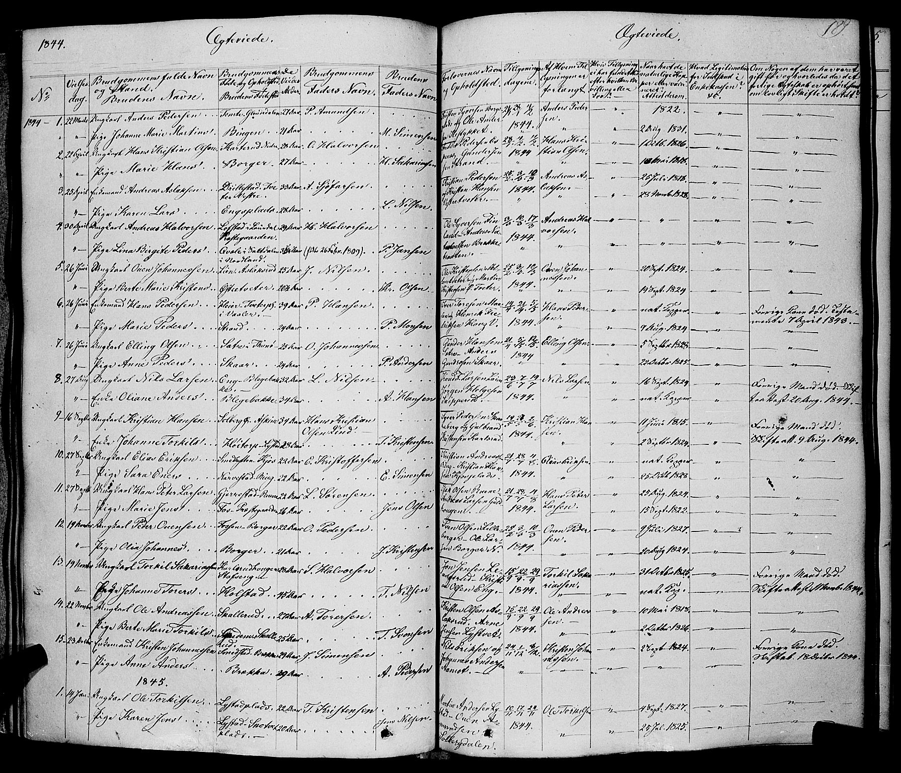 Skiptvet prestekontor Kirkebøker, SAO/A-20009/F/Fa/L0006: Parish register (official) no. 6, 1839-1860, p. 189