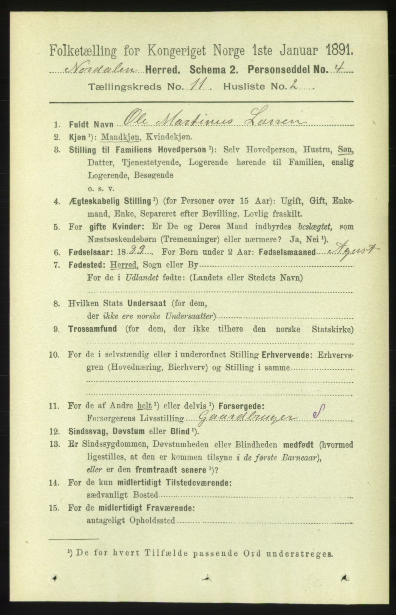 RA, 1891 census for 1524 Norddal, 1891, p. 2513