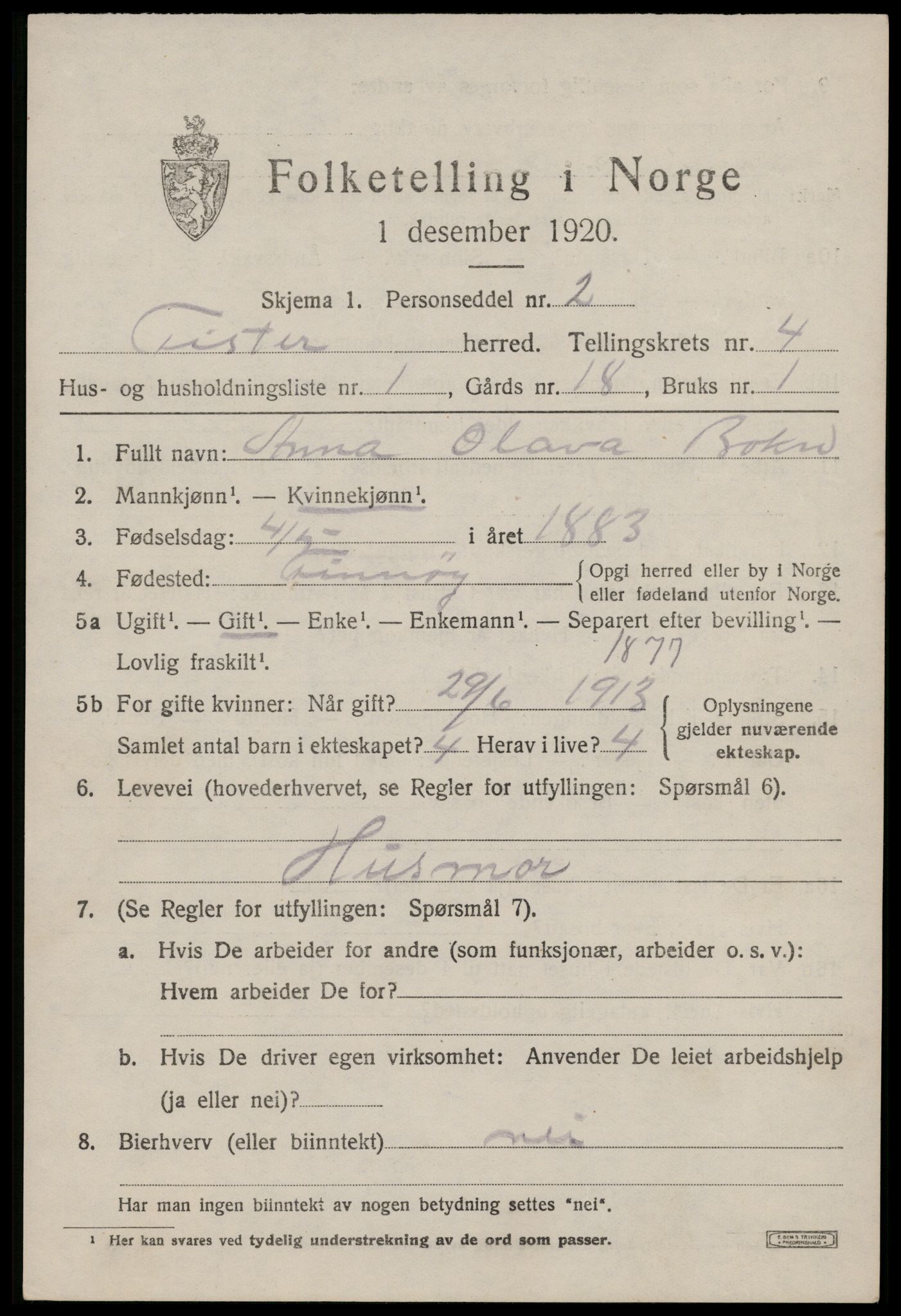 SAST, 1920 census for Fister, 1920, p. 1111