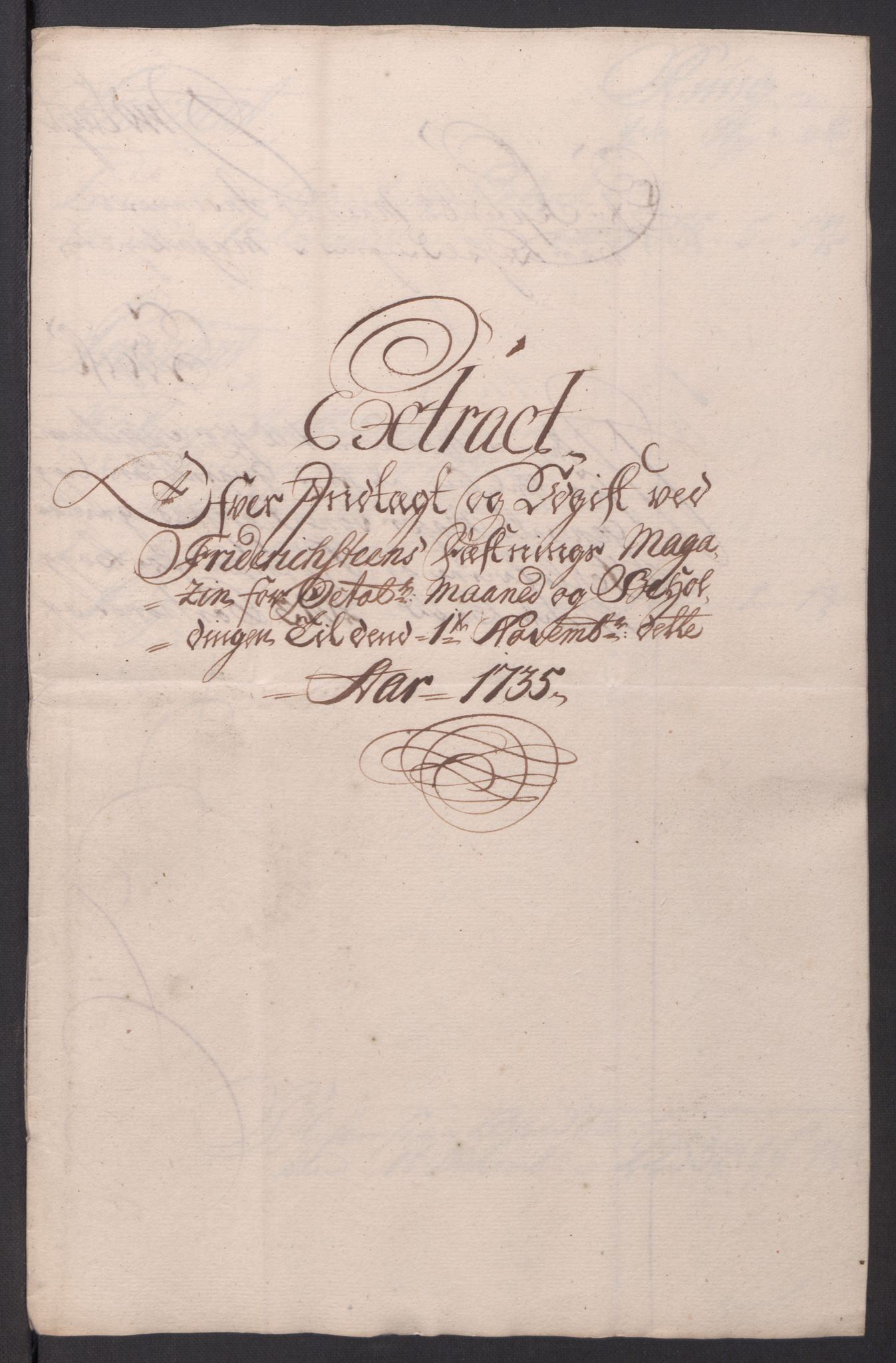 Kommanderende general (KG I) med Det norske krigsdirektorium, AV/RA-EA-5419/D/L0154: Fredriksten festning: Brev, inventarfortegnelser og regnskapsekstrakter, 1730-1739, p. 411