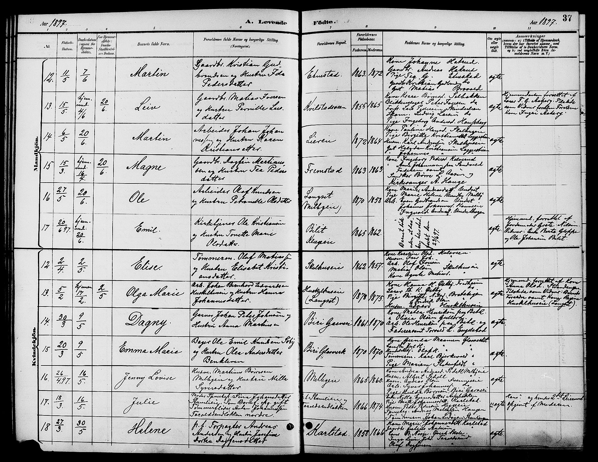 Biri prestekontor, AV/SAH-PREST-096/H/Ha/Hab/L0004: Parish register (copy) no. 4, 1892-1909, p. 37