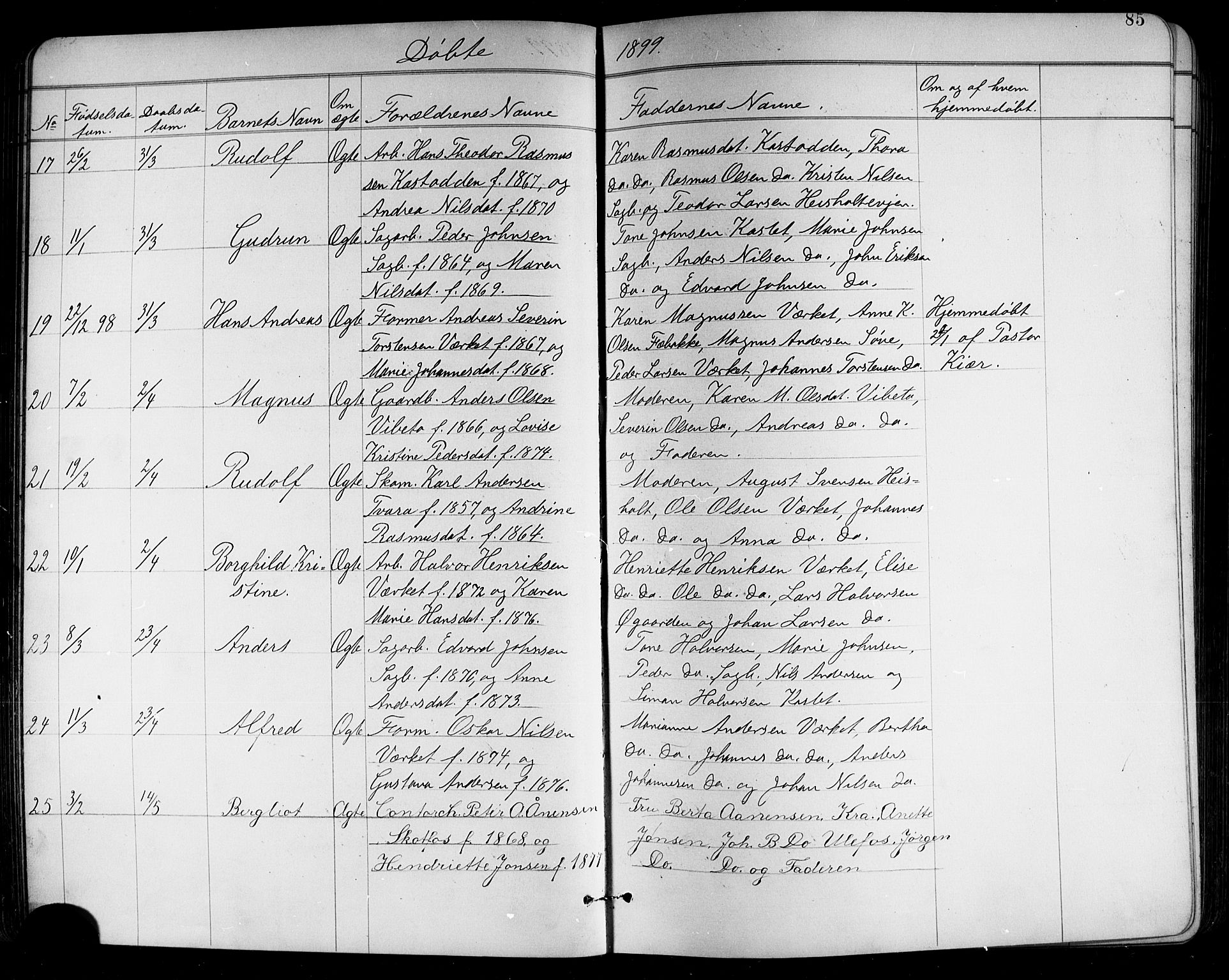 Holla kirkebøker, SAKO/A-272/G/Ga/L0005: Parish register (copy) no. I 5, 1891-1917, p. 85