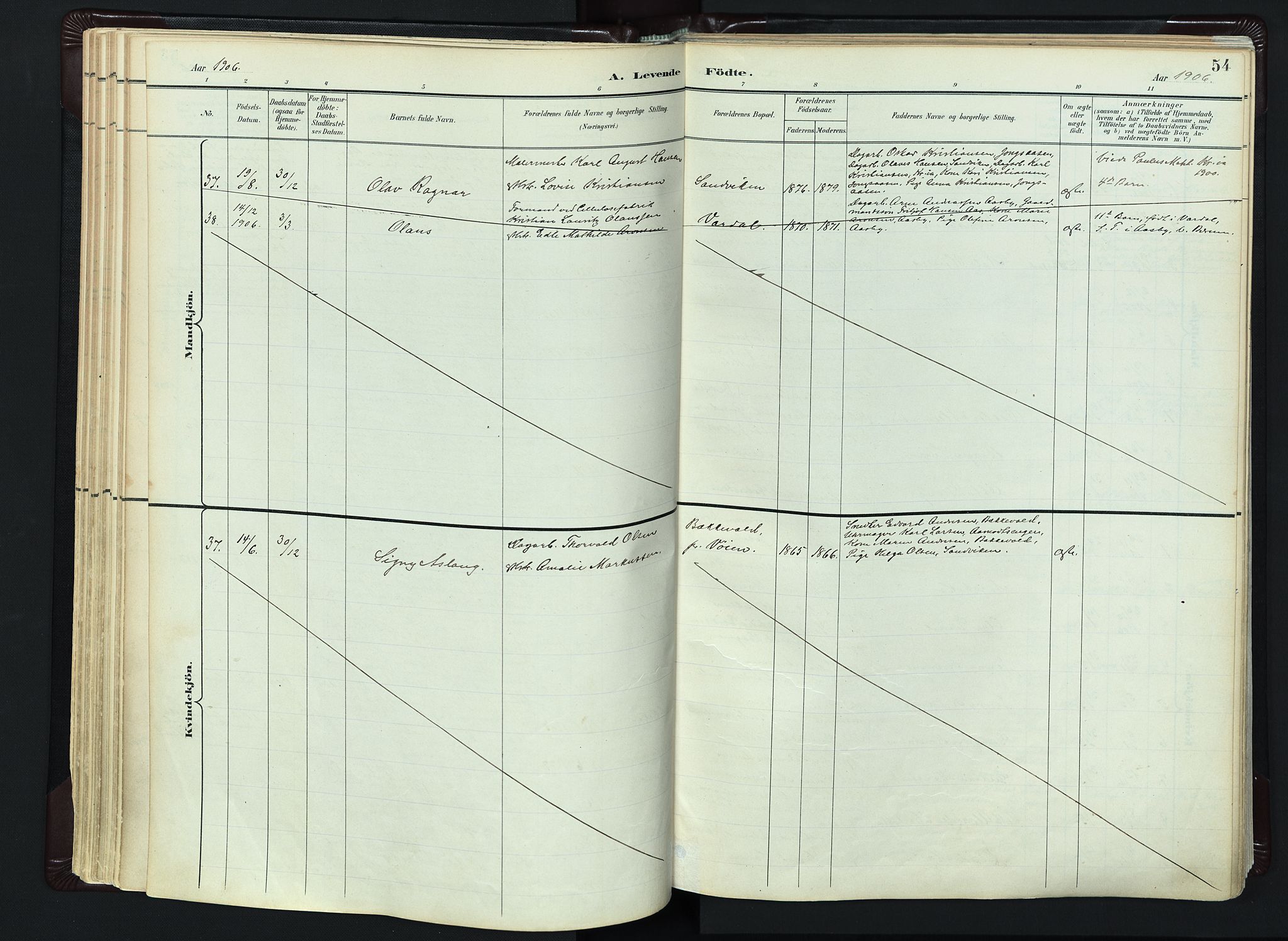 Vestre Bærum prestekontor Kirkebøker, AV/SAO-A-10209a/F/Fa/L0001: Parish register (official) no. 1, 1896-1923, p. 54