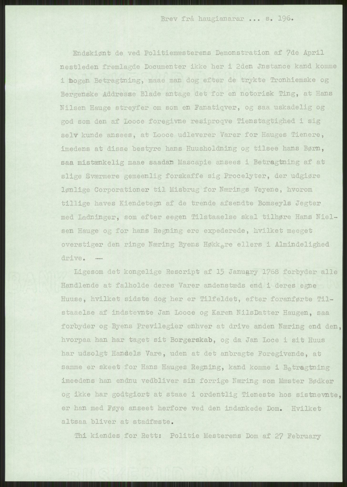 Samlinger til kildeutgivelse, Haugianerbrev, AV/RA-EA-6834/F/L0001: Haugianerbrev I: 1760-1804, 1760-1804, p. 196