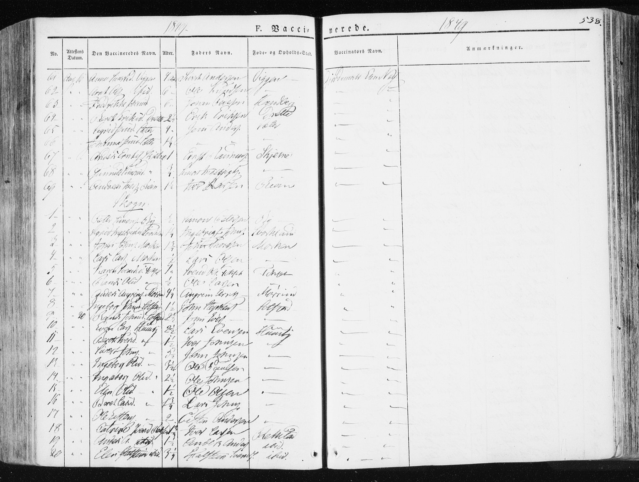 Ministerialprotokoller, klokkerbøker og fødselsregistre - Sør-Trøndelag, SAT/A-1456/665/L0771: Parish register (official) no. 665A06, 1830-1856, p. 538