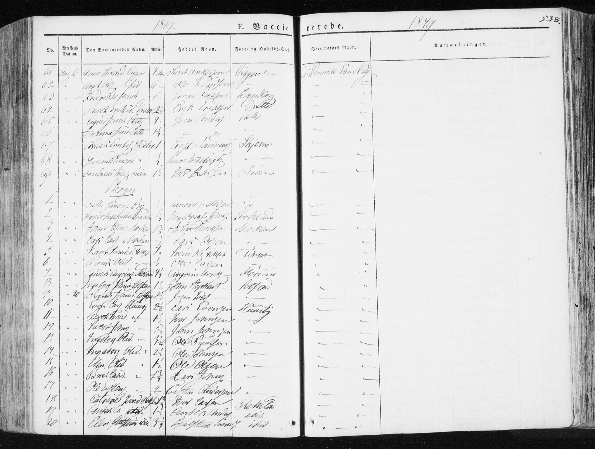 Ministerialprotokoller, klokkerbøker og fødselsregistre - Sør-Trøndelag, AV/SAT-A-1456/665/L0771: Parish register (official) no. 665A06, 1830-1856, p. 538