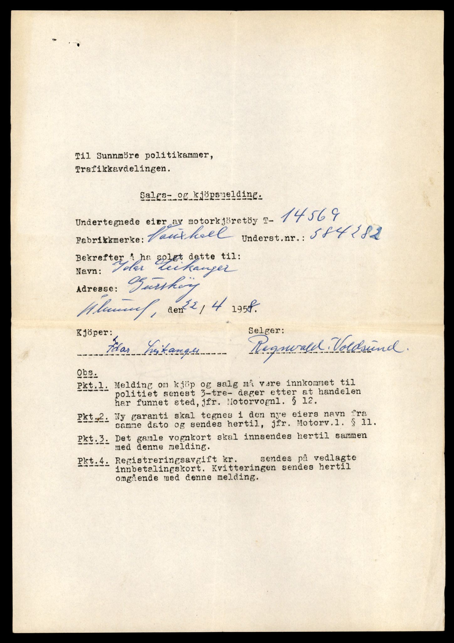Møre og Romsdal vegkontor - Ålesund trafikkstasjon, AV/SAT-A-4099/F/Fe/L0046: Registreringskort for kjøretøy T 14445 - T 14579, 1927-1998