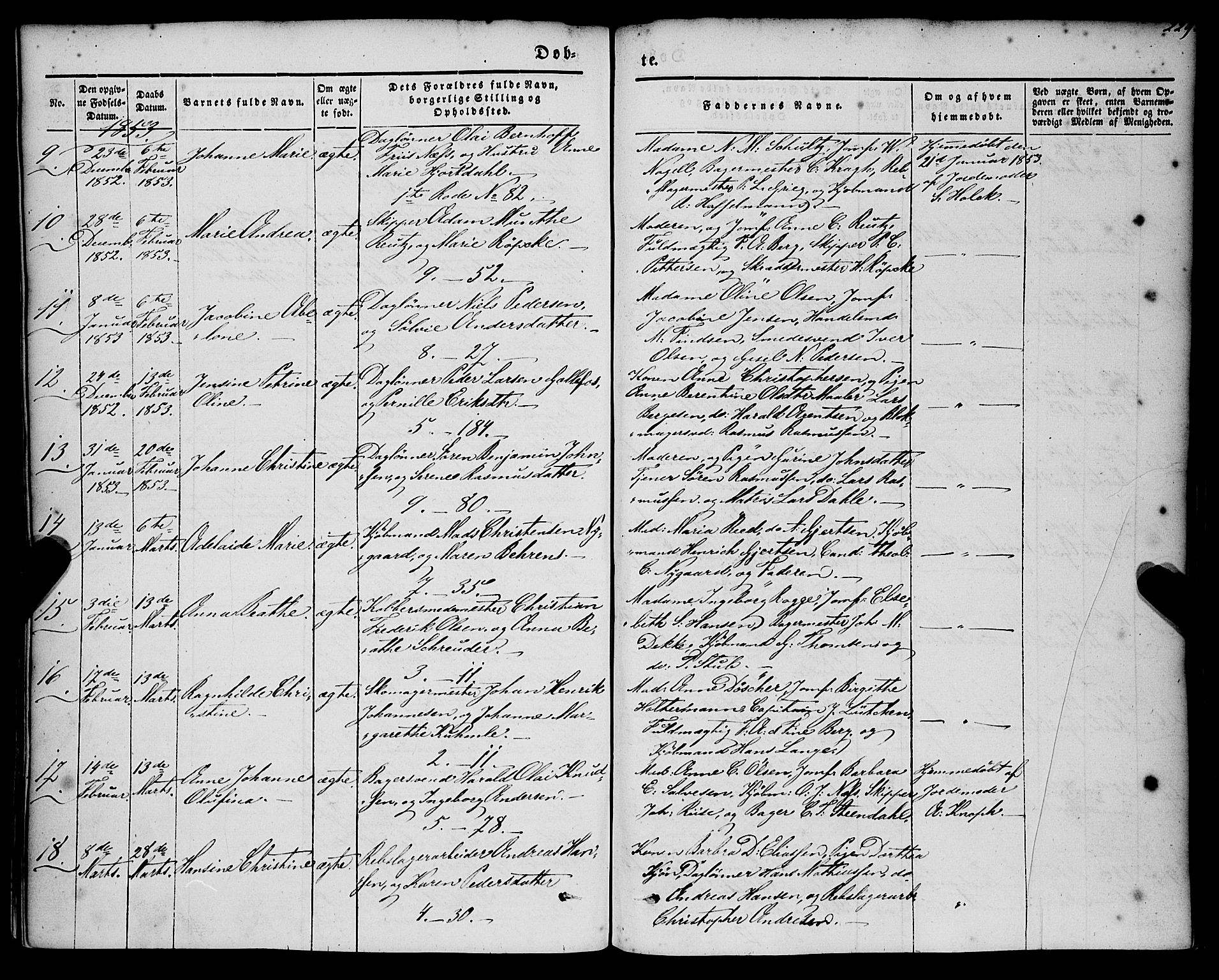 Nykirken Sokneprestembete, SAB/A-77101/H/Haa/L0014: Parish register (official) no. B 1, 1844-1858, p. 229