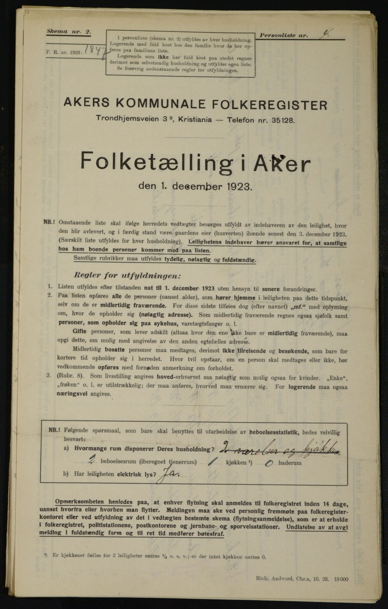 , Municipal Census 1923 for Aker, 1923, p. 19917