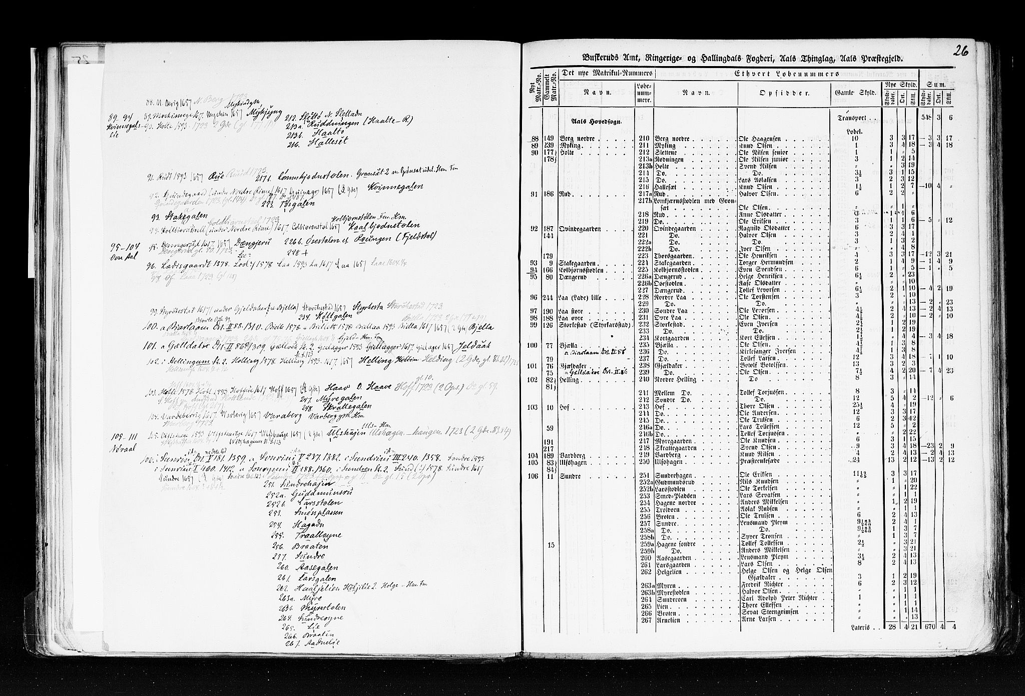 Rygh, AV/RA-PA-0034/F/Fb/L0005: Matrikkelen for 1838 - Buskerud amt (Buskerud fylke), 1838, p. 26a