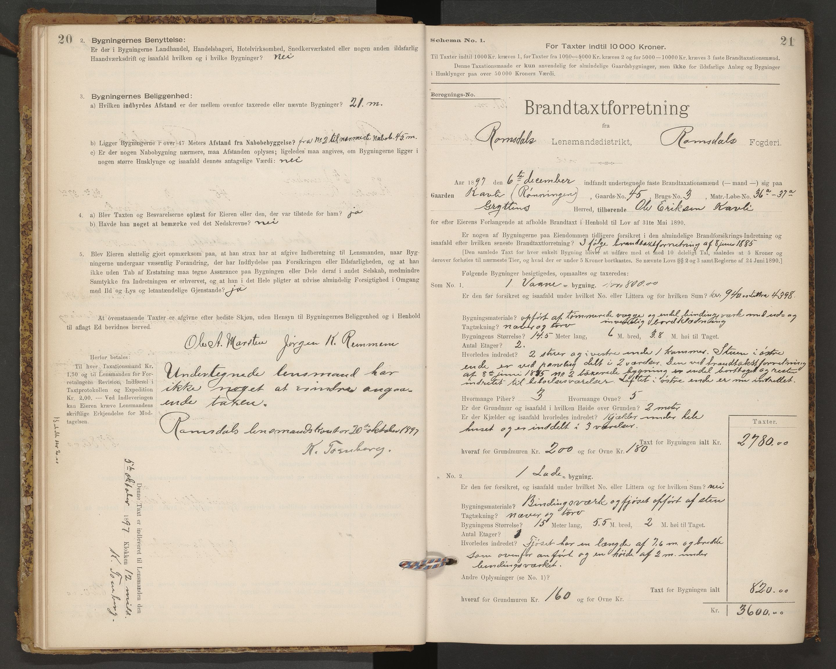 Norges Brannkasse Romsdal, AV/SAT-A-5499/Fb/L0001: Branntakstprotokoll, 1895-1915, p. 20-21