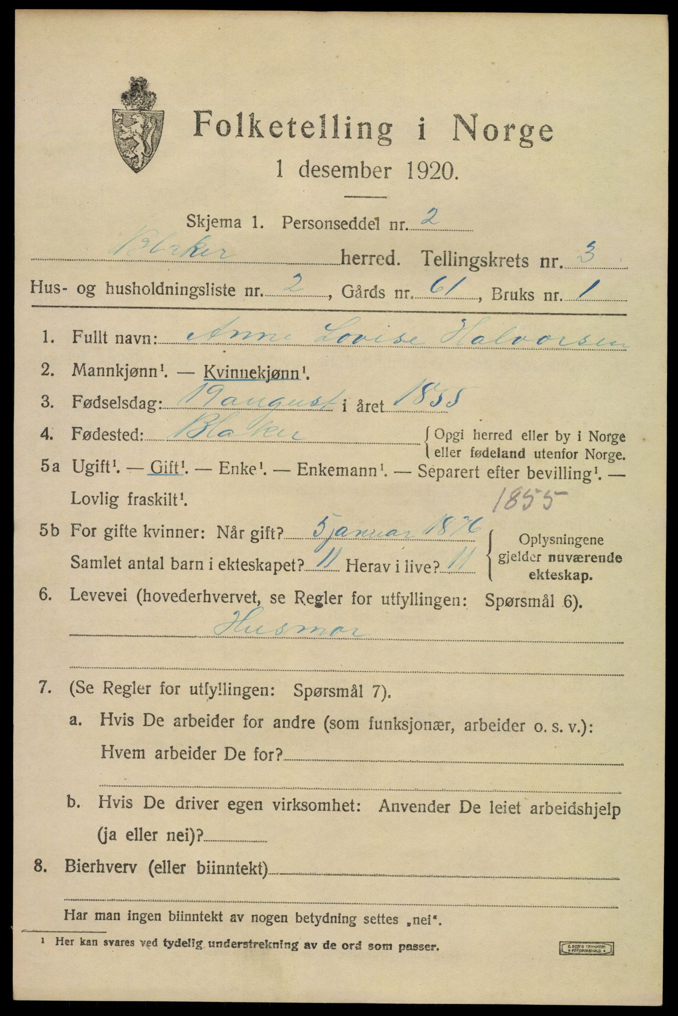 SAO, 1920 census for Blaker, 1920, p. 2249