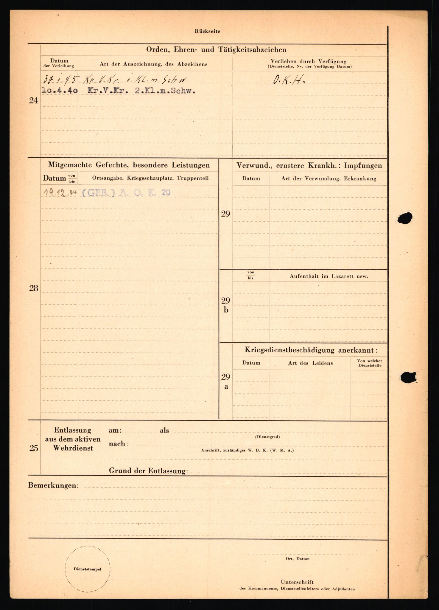 Forsvarets Overkommando. 2 kontor. Arkiv 11.4. Spredte tyske arkivsaker, AV/RA-RAFA-7031/D/Dar/Dara/L0018: Personalbøker, 1940-1945, p. 311