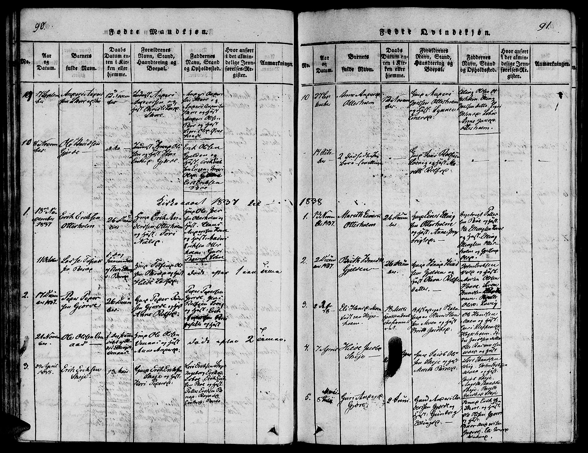 Ministerialprotokoller, klokkerbøker og fødselsregistre - Møre og Romsdal, SAT/A-1454/543/L0561: Parish register (official) no. 543A01, 1818-1853, p. 90-91