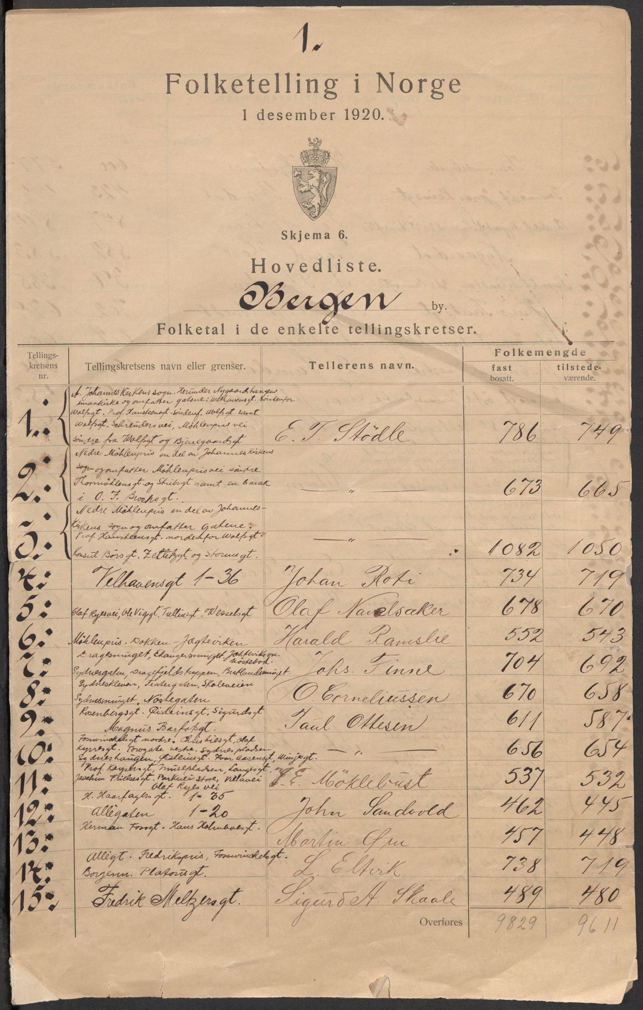 SAB, 1920 census for Bergen, 1920, p. 4