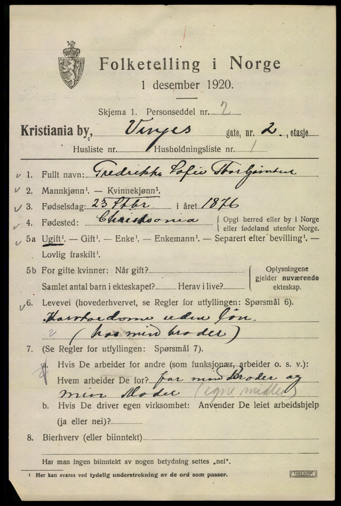 SAO, 1920 census for Kristiania, 1920, p. 636775