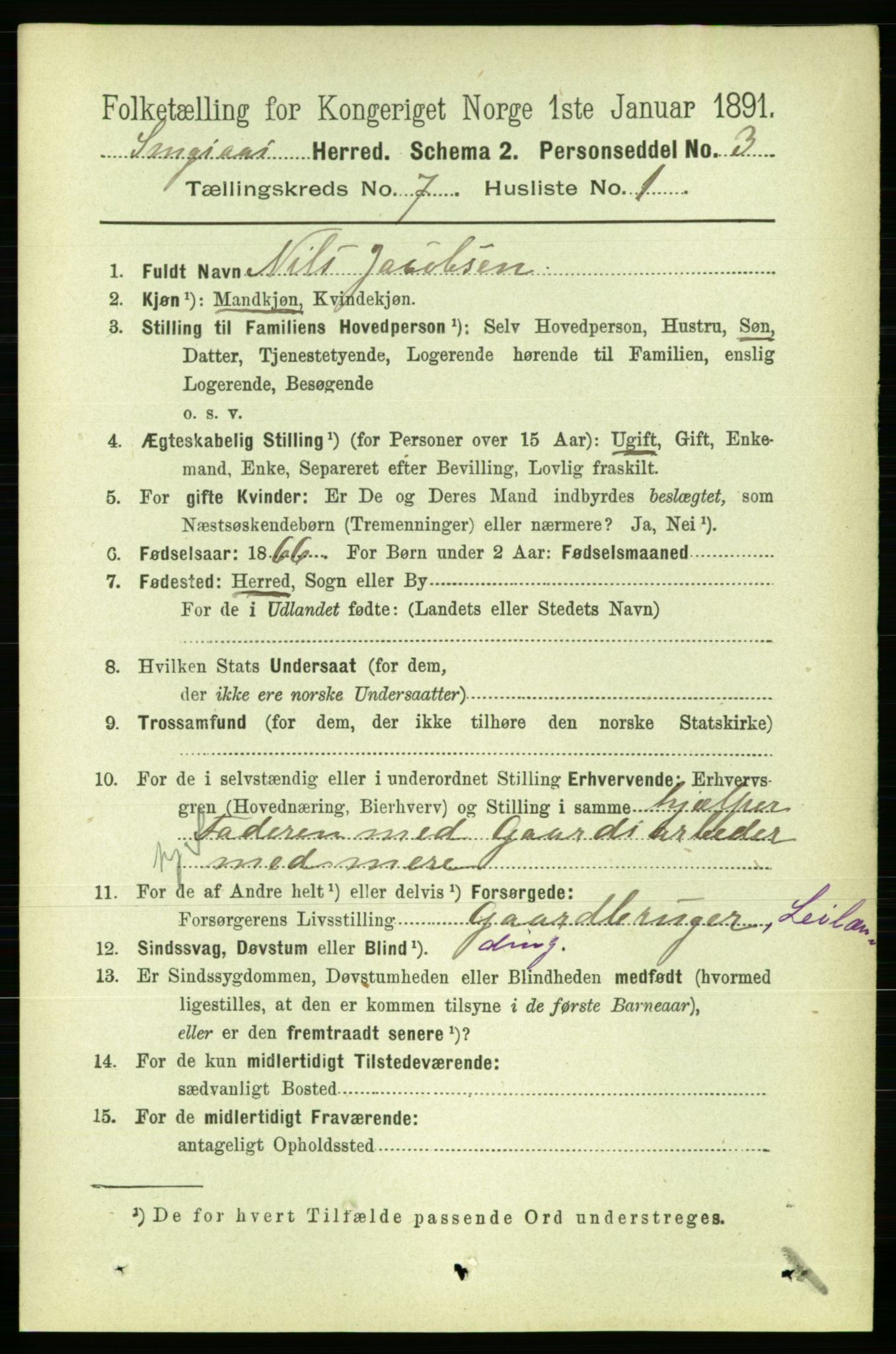 RA, 1891 census for 1646 Singsås, 1891, p. 1579