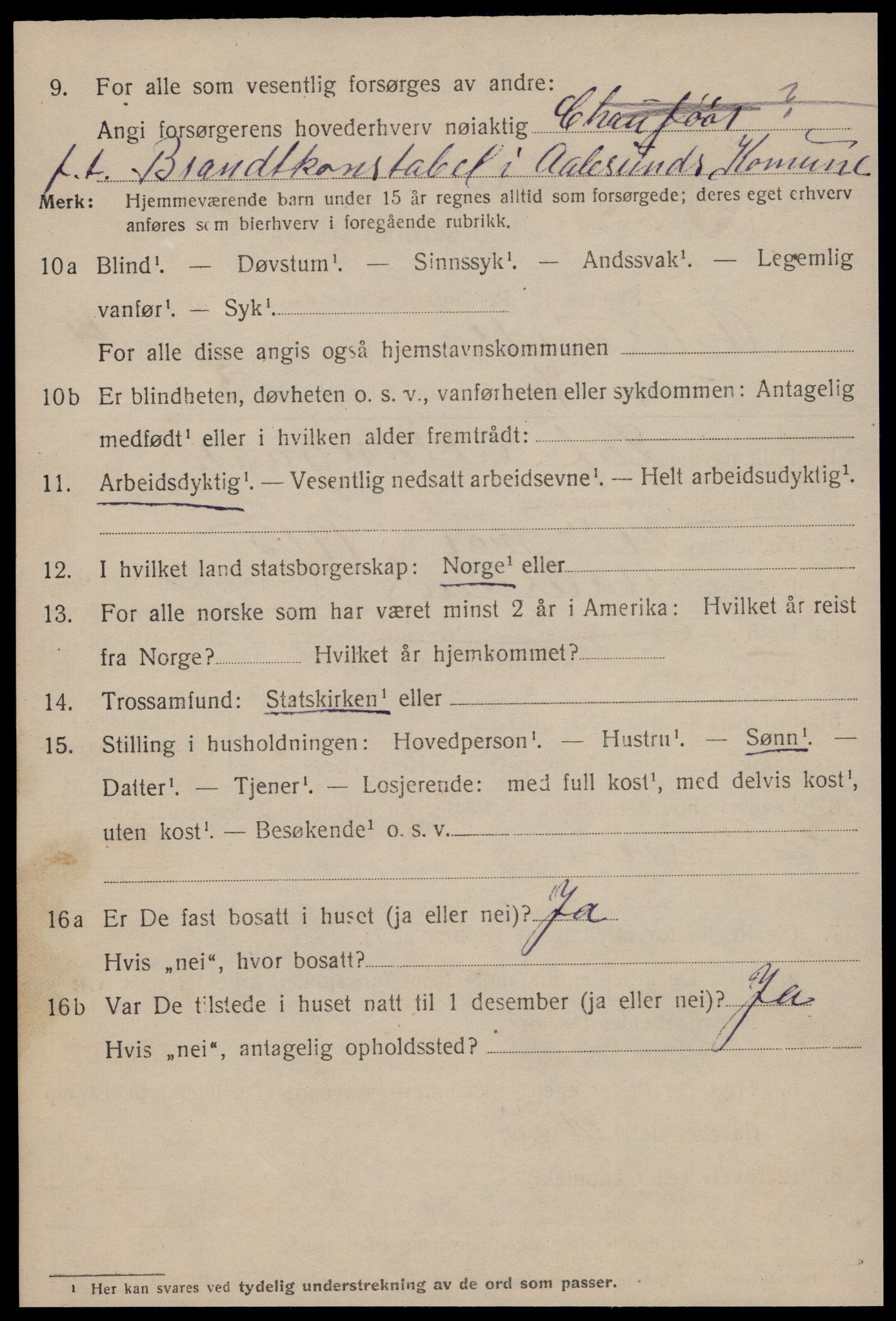 SAT, 1920 census for Ålesund, 1920, p. 14545