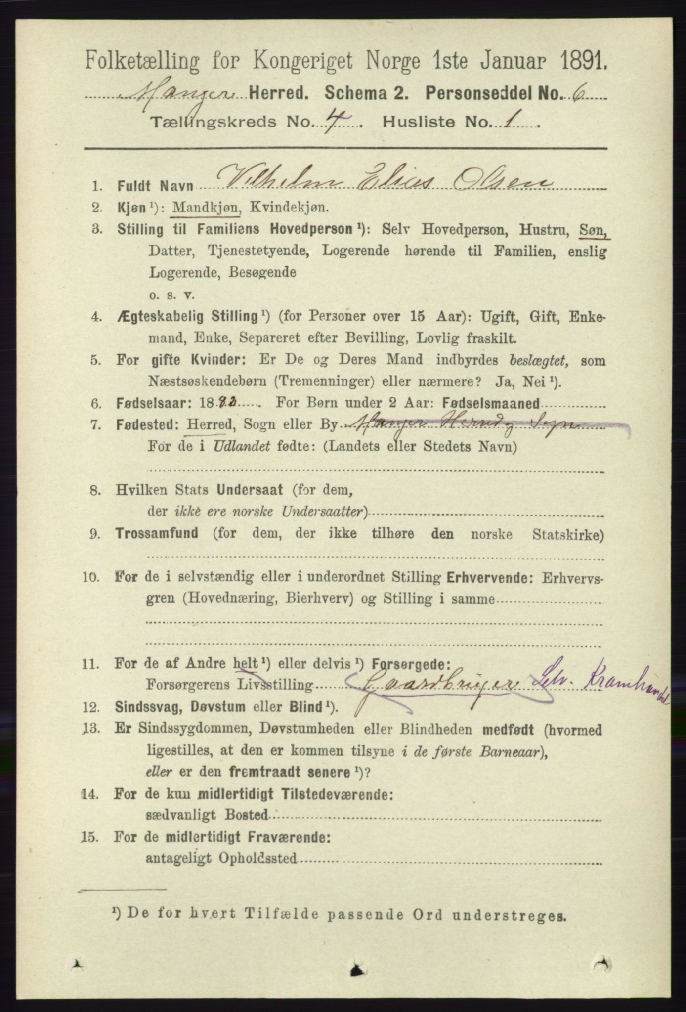 RA, 1891 census for 1261 Manger, 1891, p. 1956